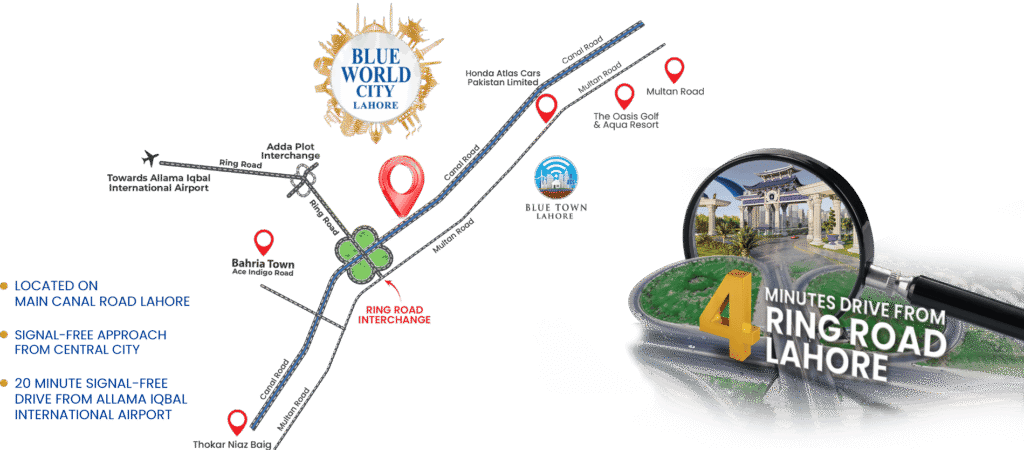 Blue World City Lahore Location Image